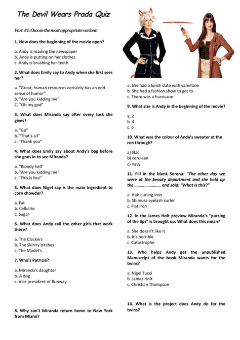 the devil wears prada questions worksheet answers|the devil wears prada read online.